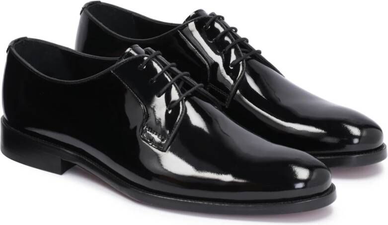 Kazar Gelakte heren Derby schoenen met klassieke vetersluiting Black Heren