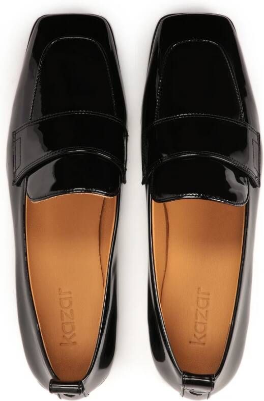 Kazar Gelakte loafers met platte hakken Black Dames