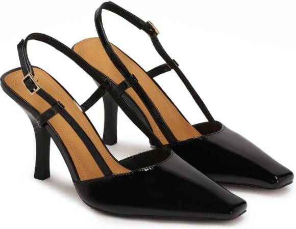 Kazar Gelakte pumps met open hiel Black Dames