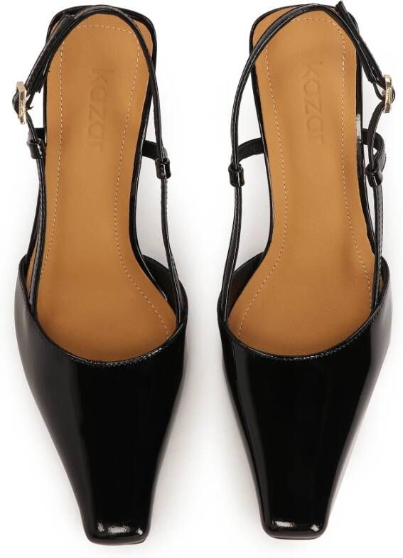 Kazar Gelakte pumps met open hiel Black Dames