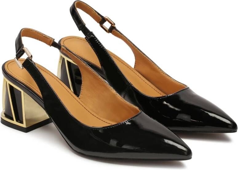 Kazar Gelakte pumps met open hiel en versierde hiel Black Dames