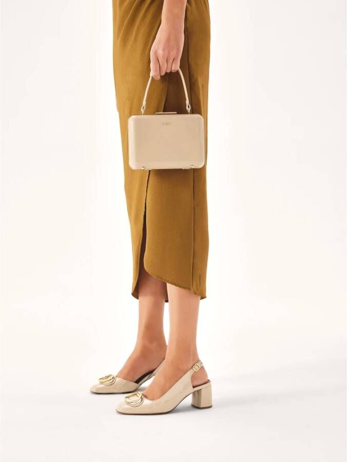 Kazar Gelakte pumps met open hiel op een lage paal Beige Dames