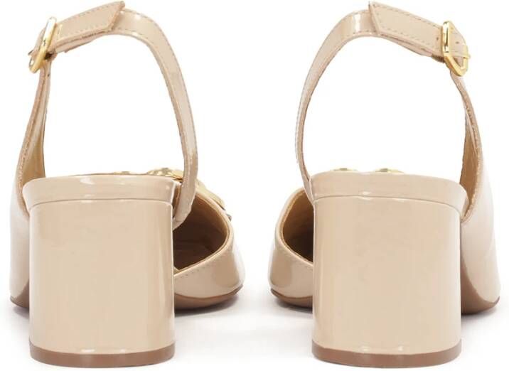 Kazar Gelakte pumps met open hiel op een lage paal Beige Dames