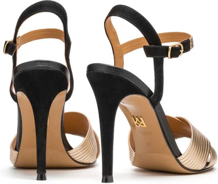 Kazar Gouden en zwarte sandalen gemaakt van twee soorten leer Black Dames