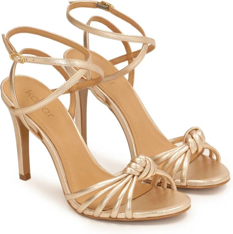 Kazar Gouden hoge stiletto sandalen met dunne bandjes en knopen Yellow Dames