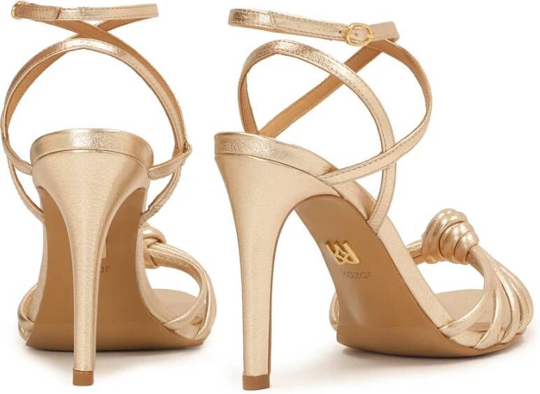 Kazar Gouden hoge stiletto sandalen met dunne bandjes en knopen Yellow Dames