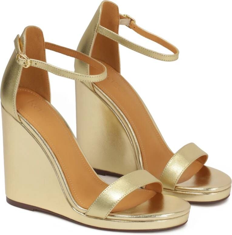 Kazar Gouden leren sandalen op een platformhak Yellow Dames