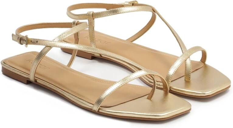 Kazar Gouden leren sandalen op een platte hak Yellow Dames