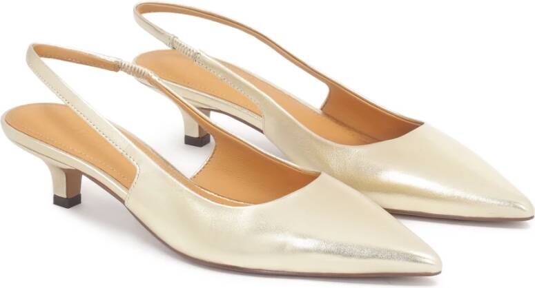 Kazar Gouden open teen pumps met kittenhak Yellow Dames