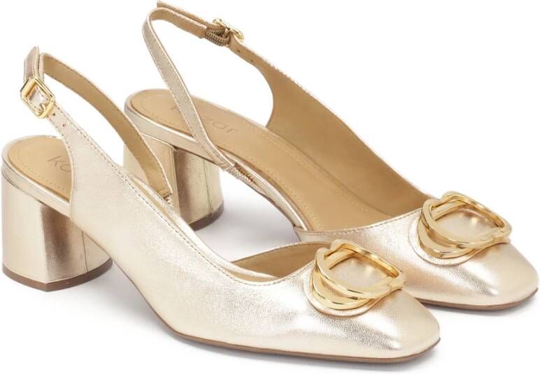 Kazar Gouden pumps met open hiel en metalen versiering op de neus Yellow Dames