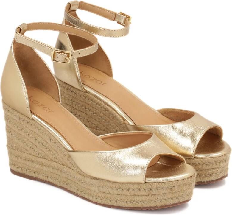 Kazar Gouden sandalen op anker bedekt met jute koord Yellow Dames