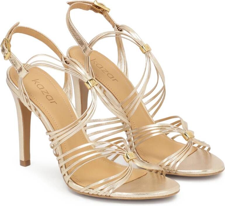 Kazar Gouden stiletto sandalen met dunne bandjes Yellow Dames