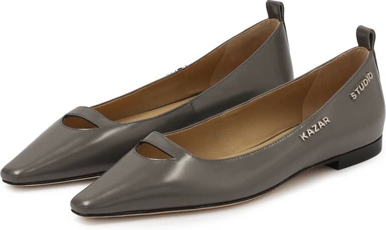 Kazar Grijze platte pumps met uitgesneden bovenkant Gray Dames