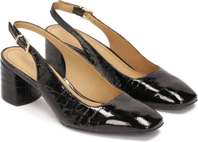 Kazar Halfopen pumps in reliëf lakleer Black Dames