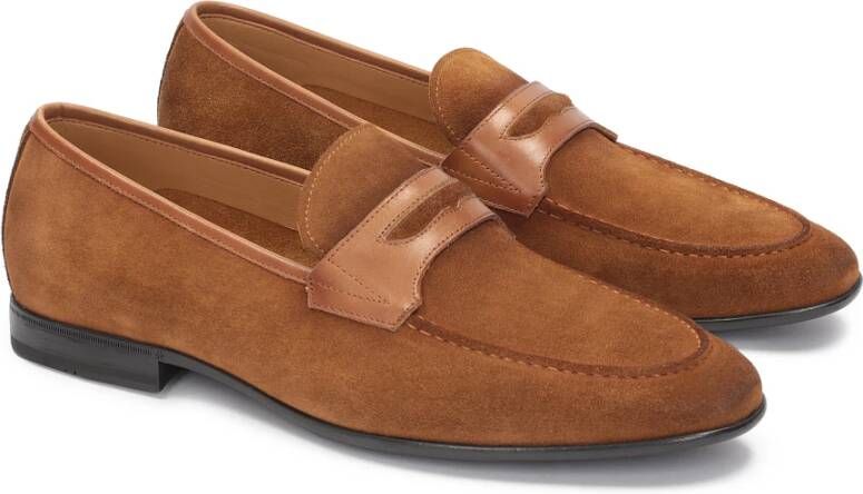 Kazar Heren elegante suède leren loafers Brown Heren