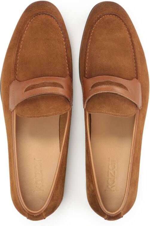 Kazar Heren elegante suède leren loafers Brown Heren