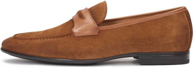 Kazar Heren elegante suède leren loafers Brown Heren