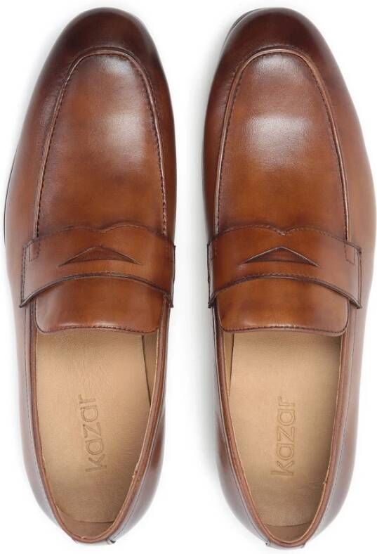 Kazar Heren klassieke bruin lederen loafers Brown Heren