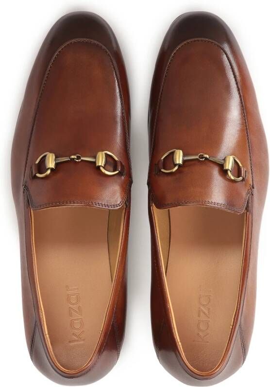 Kazar Heren leren loafers met een metalen decoratie Brown Heren