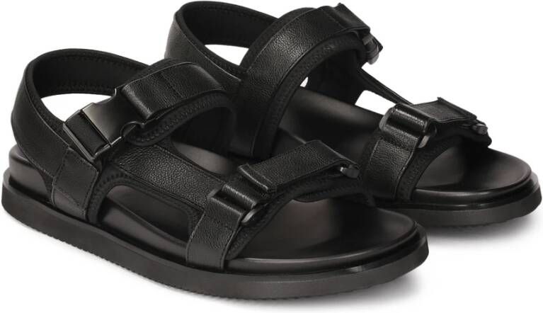 Kazar Heren leren sandalen met verstelbare banden Black Heren