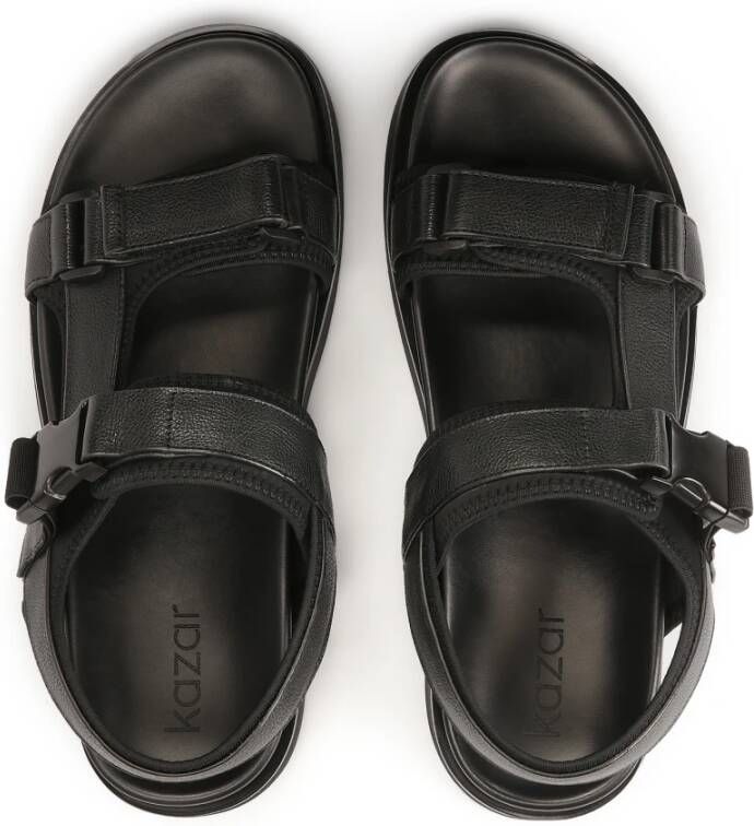 Kazar Heren leren sandalen met verstelbare banden Black Heren