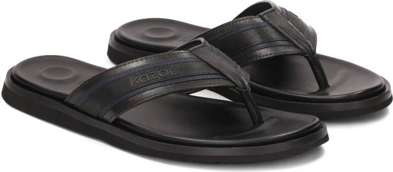 Kazar Heren leren slippers Black Heren