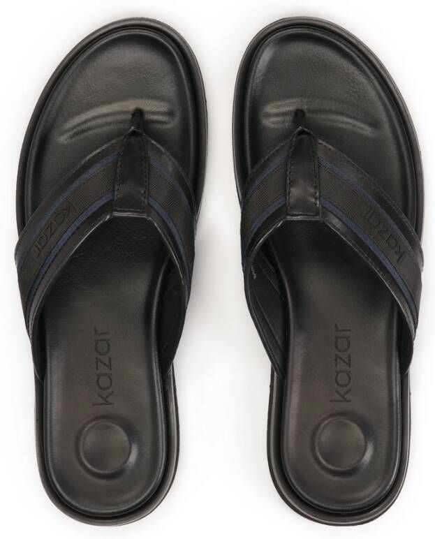 Kazar Heren leren slippers Black Heren