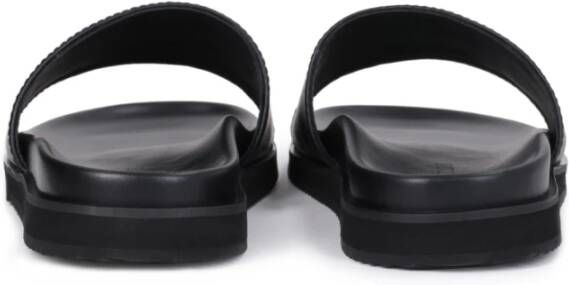 Kazar Heren leren slippers op een verhoogde zool Black Heren