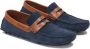 Kazar Heren marineblauwe mocassins met bruine leren inzetstukken Blue Heren - Thumbnail 3