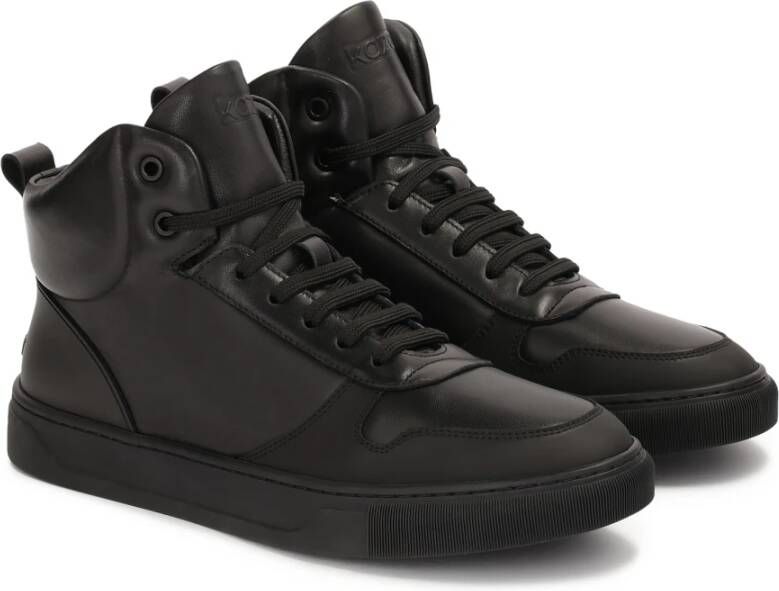 Kazar Heren sneakers van glad leer met rubberen neuskap Black Heren