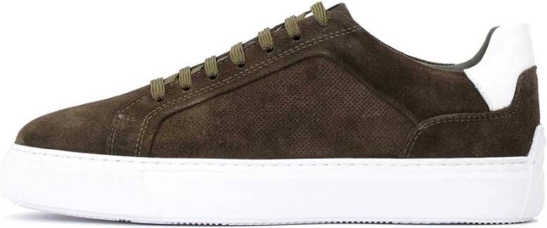 Kazar Heren suède khaki sneakers op een rechte zool Green Heren