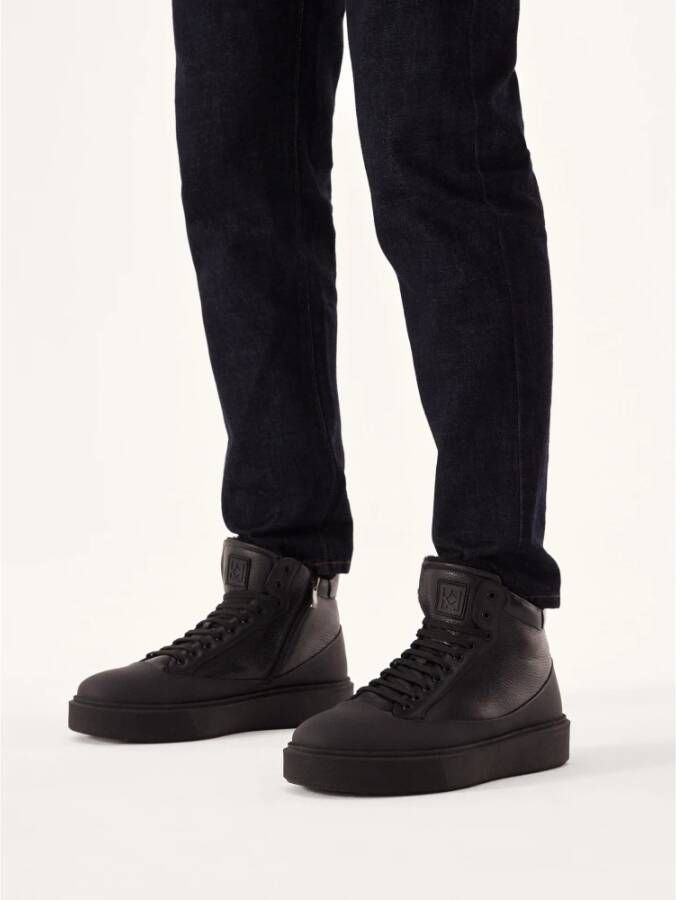 Kazar High-top sneakers met mat rubberen inzetstuk Black Heren