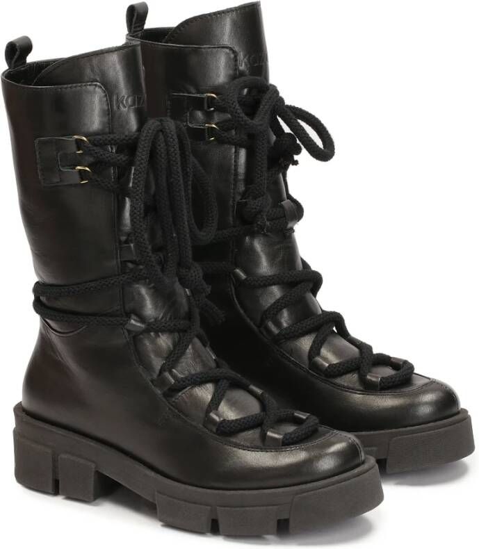 Kazar Hoge leren veterschoenen Black Dames