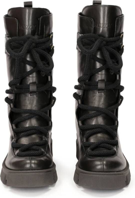 Kazar Hoge leren veterschoenen Black Dames