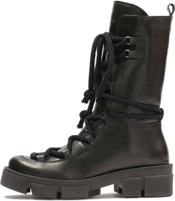 Kazar Hoge leren veterschoenen Black Dames