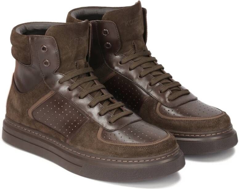 Kazar Hoge sneakers van suède en glad leer Brown Heren