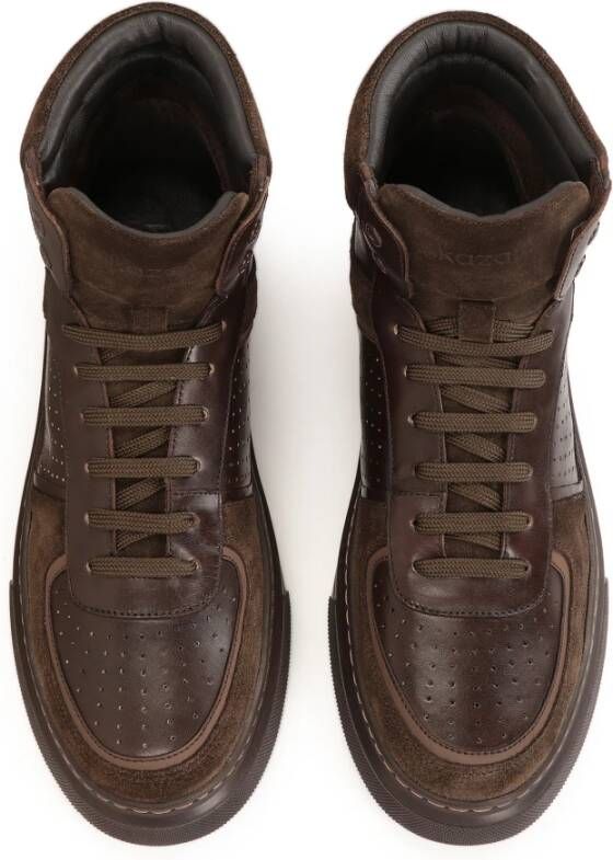 Kazar Hoge sneakers van suède en glad leer Brown Heren