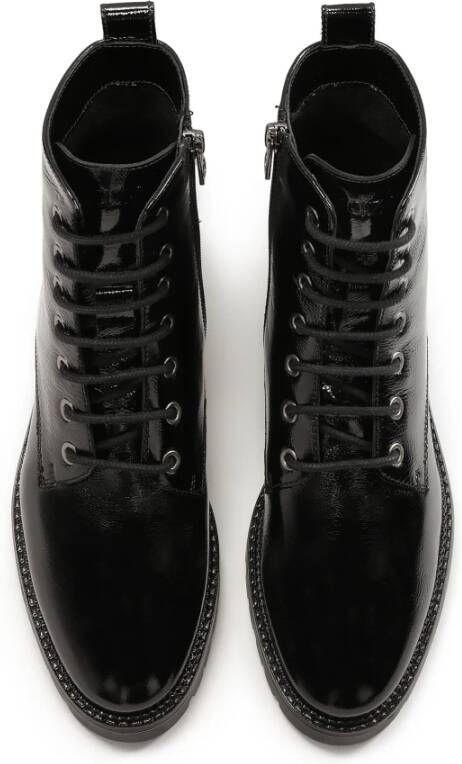 Kazar Klassieke lakleren kreukel sneakers Black Dames