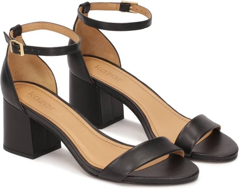 Kazar Klassieke zwarte bloksandalen met volledige hak Black Dames