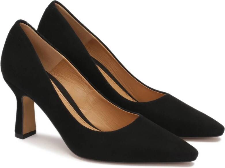 Kazar Lage suède pumps met verlengde neuzen Black Dames