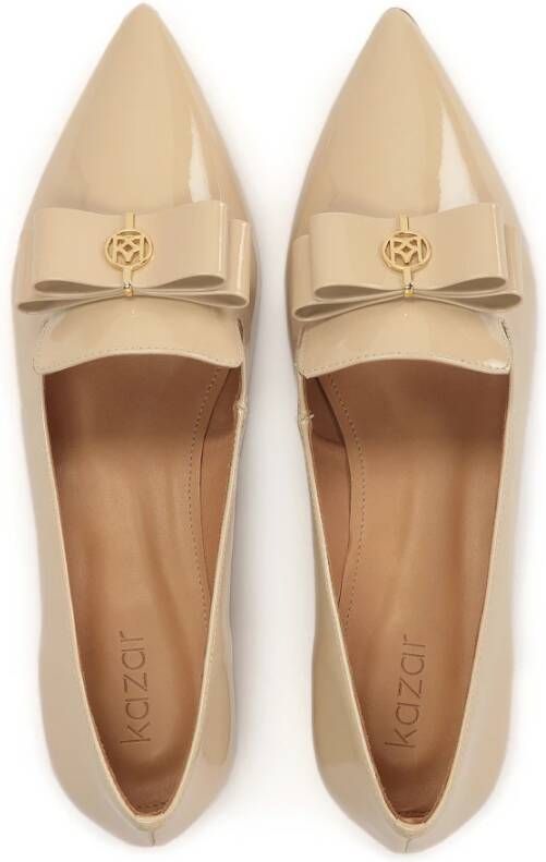 Kazar Lakleren platte pumps met een strik Beige Dames