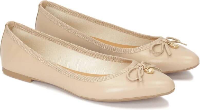 Kazar Leren ballerina's met strik en label Beige Dames