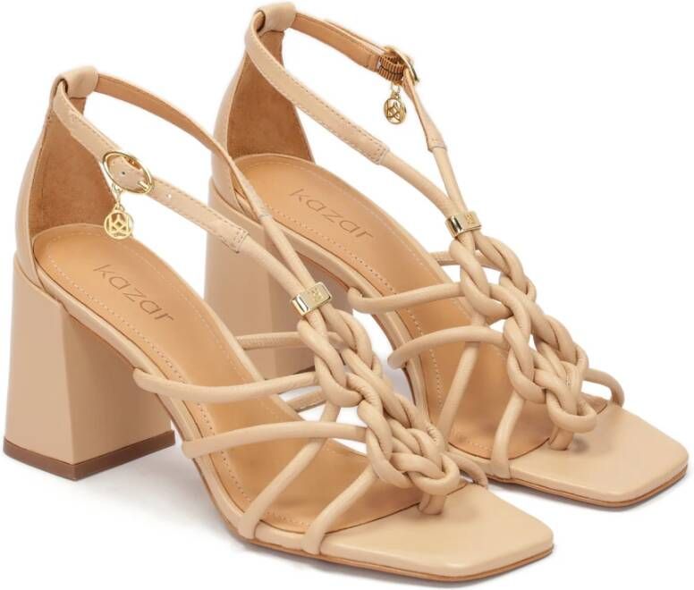 Kazar Leren flip flop sandalen met een paalhak Beige Dames