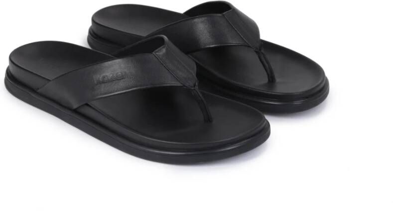 Kazar Leren Flip-Flops met Dikke Zool Black Heren