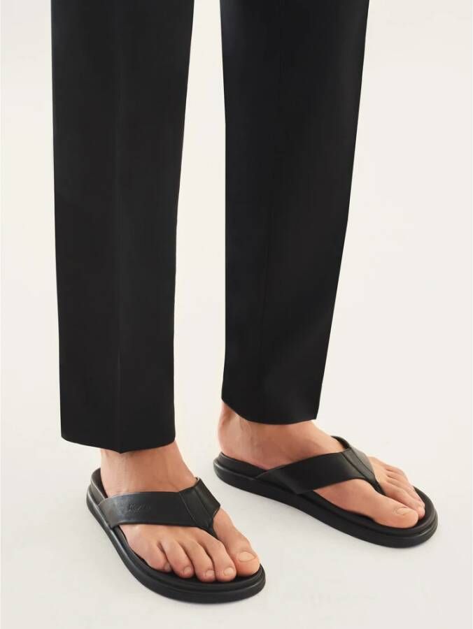 Kazar Leren Flip-Flops met Dikke Zool Black Heren