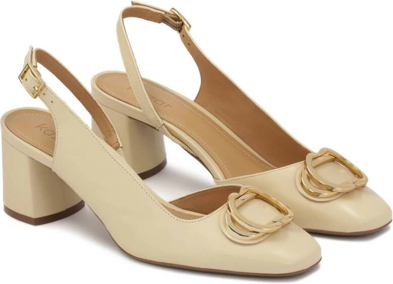 Kazar Leren halfopen pumps Beige Dames