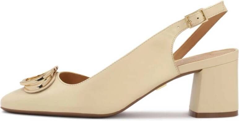 Kazar Leren halfopen pumps Beige Dames