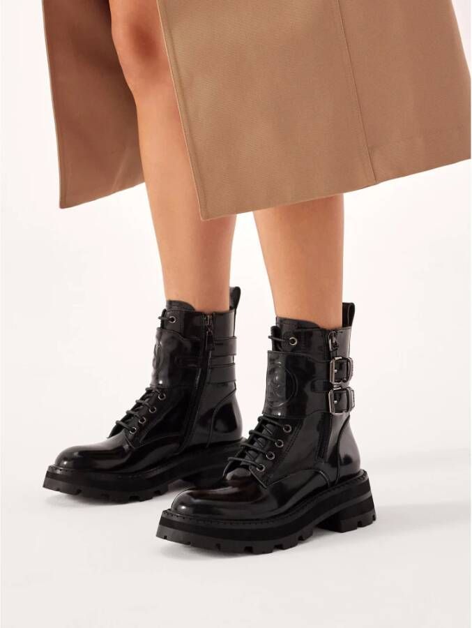 Kazar Leren laarzen voor vrouwen in militaire stijl Black Dames