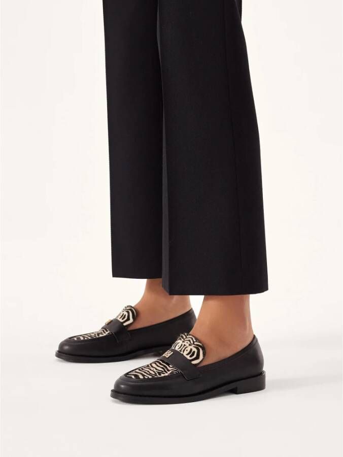 Kazar Leren loafers met natuurlijk haar in een zebra patroon Black Dames