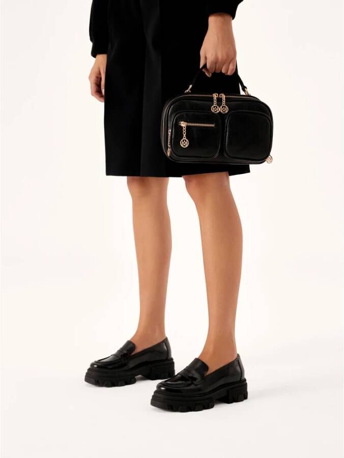 Kazar Leren loafers op een dikke zool Black Dames